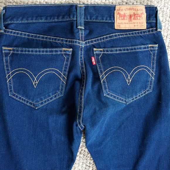 Levi's straight jeans 32 x 34 dark vintage wash jeans button fly - Picture 2 of 8